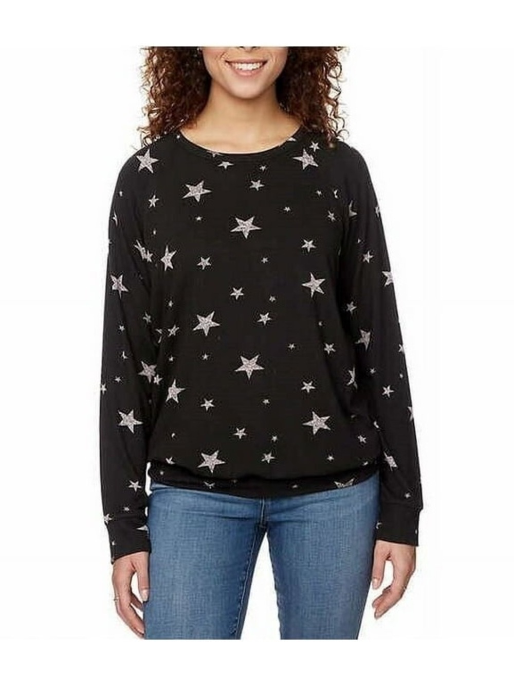 Buffalo David Bitton Black Crewneck with Silver Star Print